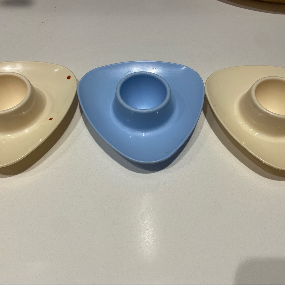 Trio of Vintage MCM Triangular Egg Holders